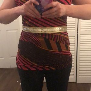 Small Gold-Sequined Faux Leather Belt